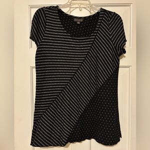 Apropos Women’s Striped and Polka Dot Black and Gray Women's Top Size medium EUC